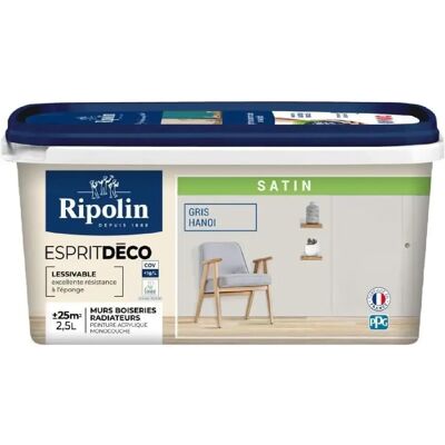 RIPOLIN gris déco multi-supports - 2,5L - Opacité, Application facile, Fabrication française - Publicité RIPOLIN gris déco multi-supports - 2,5L - Opacité, Application facile, Fabrication française - Publicité