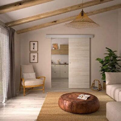 Optimum Porte coulissante - Chêne clair - H 204 x P 3,8 x L 83 cm - Non pré-percée - Publicité Optimum Porte coulissante - Chêne clair - H 204 x P 3,8 x L 83 cm - Non pré-percée - Publicité