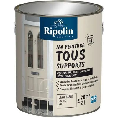 Ripolin Peinture multi-supports 2 L RAL 1013 Blanc cassé Mat - Publicité Ripolin Peinture multi-supports 2 L RAL 1013 Blanc cassé Mat - Publicité