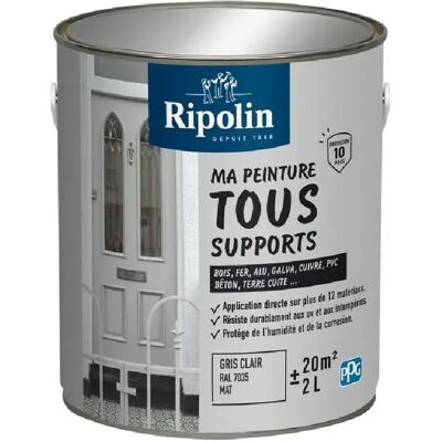 Ripolin RIP3174264841826 Peinture tous supports RAL 7035 Gris clair Mat 2L - Publicité Ripolin RIP3174264841826 Peinture tous supports RAL 7035 Gris clair Mat 2L - Publicité