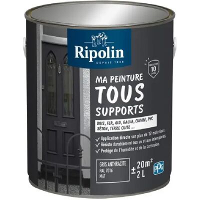 Ripolin Peinture multi-supports RAL 7016 Gris anthracite Mat 2L - Publicité Ripolin Peinture multi-supports RAL 7016 Gris anthracite Mat 2L - Publicité