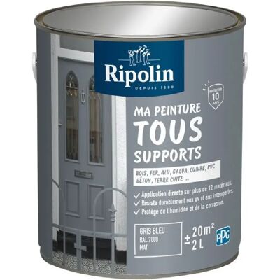 Ripolin Peinture multi-supports - Bleu-gris - RAL 7000 - Mat - 2 L - Publicité Ripolin Peinture multi-supports - Bleu-gris - RAL 7000 - Mat - 2 L - Publicité