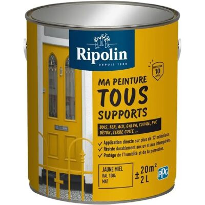 Ripolin Peinture Multi-surface - Jaune Miel - Mat - 2 L - Publicité Ripolin Peinture Multi-surface - Jaune Miel - Mat - 2 L - Publicité
