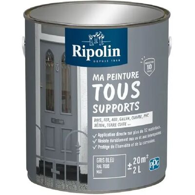 Ripolin Peinture multi-support RAL 7000 Mat 2L - Publicité Ripolin Peinture multi-support RAL 7000 Mat 2L - Publicité