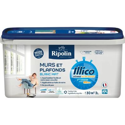 Ripolin Illico Peinture murs & plafonds 3 L Blanc mat - Publicité Ripolin Illico Peinture murs & plafonds 3 L Blanc mat - Publicité
