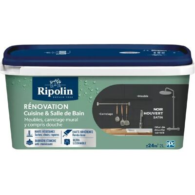 Ripolin Peinture de Rénovation Cuisine et Salle de Bain - Chêne Noir - Satin - 2 L - Publicité Ripolin Peinture de Rénovation Cuisine et Salle de Bain - Chêne Noir - Satin - 2 L - Publicité