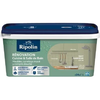 Ripolin Peinture Rénovation Cuisine et Salle de Bain Satin Vert 2 L - Publicité Ripolin Peinture Rénovation Cuisine et Salle de Bain Satin Vert 2 L - Publicité