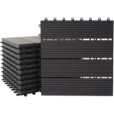 Decoshop26 Décoshop26 Set de Dalles de terrasse WPC - Anthracite - Publicité Decoshop26 Décoshop26 Set de Dalles de terrasse WPC - Anthracite - Publicité