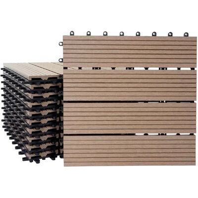 Decoshop26 Carrelage WPC 30x30 cm - Teck linéaire - Publicité Decoshop26 Carrelage WPC 30x30 cm - Teck linéaire - Publicité