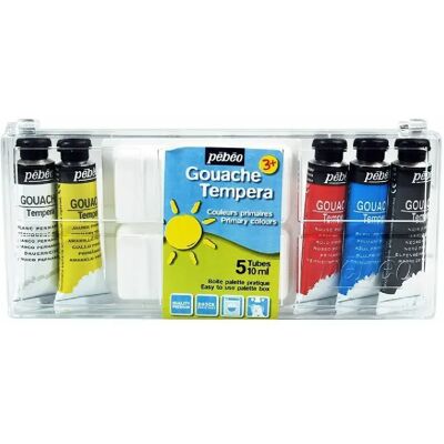 Pébéo Boîte de 5 Tubes de Gouache + Palette - Multi-color Art Supplies - Publicité Pébéo Boîte de 5 Tubes de Gouache + Palette - Multi-color Art Supplies - Publicité