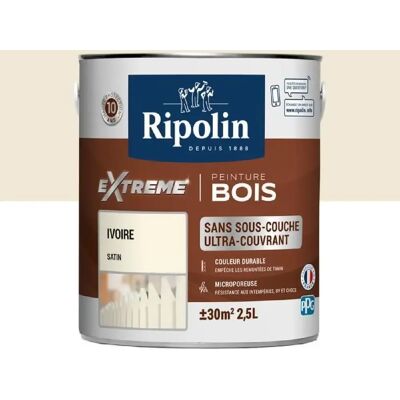RIPOLIN Peinture pour Bois Intérieur&Extérieur - 2,5L - Ivoire Satin - Publicité RIPOLIN Peinture pour Bois Intérieur&Extérieur - 2,5L - Ivoire Satin - Publicité