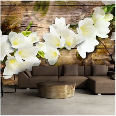 Artgeist Freesia on Wood - Publicité Artgeist Freesia on Wood - Publicité