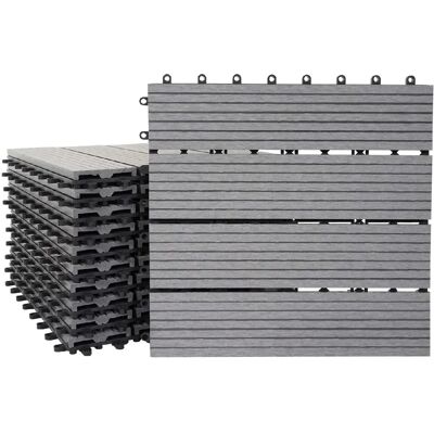 Decoshop26 Décoshop26 Set de Dalles de terrasse WPC - Gris - Publicité Decoshop26 Décoshop26 Set de Dalles de terrasse WPC - Gris - Publicité