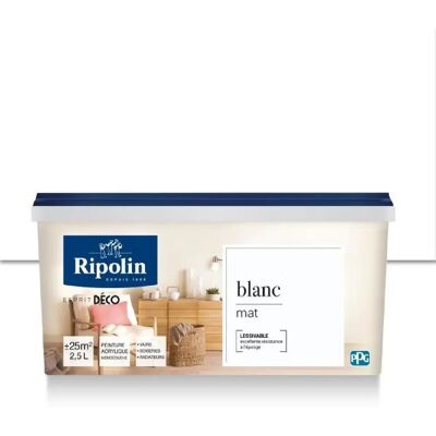 Ripolin Esprit Deco Blanc Mat 2,5L - Peinture - Publicité Ripolin Esprit Deco Blanc Mat 2,5L - Peinture - Publicité