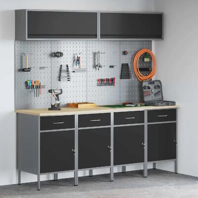 vidaXL Armoire d'Atelier Industrielle Ensemble d'Outils 8 Pièces - Noir - Publicité vidaXL Armoire d'Atelier Industrielle Ensemble d'Outils 8 Pièces - Noir - Publicité