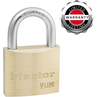 Master Lock 4140EUR Cadenas à Clé en Laiton, Doré, 6 x 4 x 1,3 cm - Publicité Master Lock 4140EUR Cadenas à Clé en Laiton, Doré, 6 x 4 x 1,3 cm - Publicité