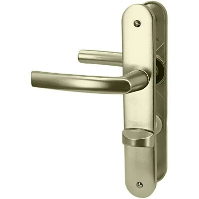 Paire de poignée porte toilette champagne aluminium à condamnation avec voyant 234 mm Bricard - Publicité Paire de poignée porte toilette champagne aluminium à condamnation avec voyant 234 mm Bricard - Publicité