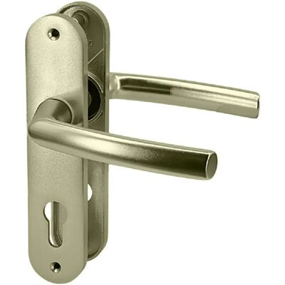 Paire de poignées de porte intérieur sur plaques aluminium blindé 190 mm cylindre Bricard Osmose - Publicité Paire de poignées de porte intérieur sur plaques aluminium blindé 190 mm cylindre Bricard Osmose - Publicité