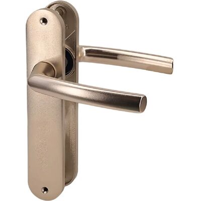 Paire de poignées plaques aluminium champagne 234 mm Bricard pour porte intérieur sans clés - Publicité Paire de poignées plaques aluminium champagne 234 mm Bricard pour porte intérieur sans clés - Publicité