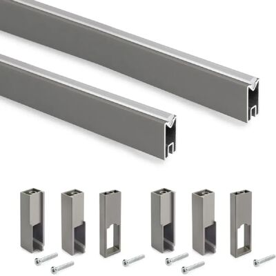 Emuca Luxe - Set de 2 barres penderie 1150 mm - Titane - Publicité Emuca Luxe - Set de 2 barres penderie 1150 mm - Titane - Publicité