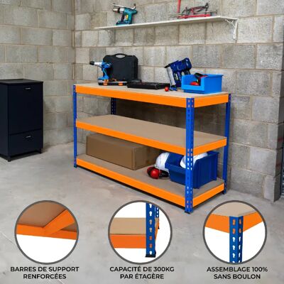 Étagère supplémentaire pour établi Monster S-Rax - Bleu et Orange - 180cm x 60cm - Publicité Étagère supplémentaire pour établi Monster S-Rax - Bleu et Orange - 180cm x 60cm - Publicité
