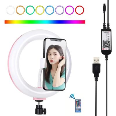Yonis Anneau LED 20 cm RGB USB Dimmable Pince - Publicité Yonis Anneau LED 20 cm RGB USB Dimmable Pince - Publicité