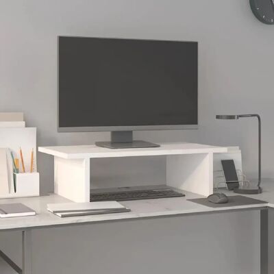 Support de moniteur en pin blanc vidaXL - 50x27x15 cm - Publicité Support de moniteur en pin blanc vidaXL - 50x27x15 cm - Publicité