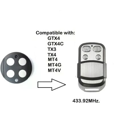 Générique Télécommande pour GTX4, GTX4C, TX4 433MHz - Publicité Générique Télécommande pour GTX4, GTX4C, TX4 433MHz - Publicité