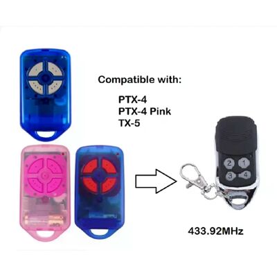 Générique Télécommande porte de garage PTX4 Compatible - Publicité Générique Télécommande porte de garage PTX4 Compatible - Publicité