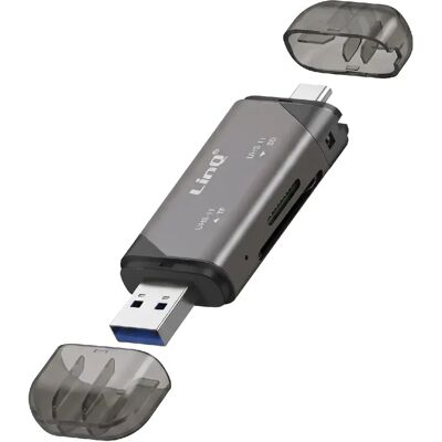 LinQ Lecteur de Cartes Mémoire SD / MicroSD Haute Vitesse USB-C et USB-A 5Gbps Gris - Publicité LinQ Lecteur de Cartes Mémoire SD / MicroSD Haute Vitesse USB-C et USB-A 5Gbps Gris - Publicité