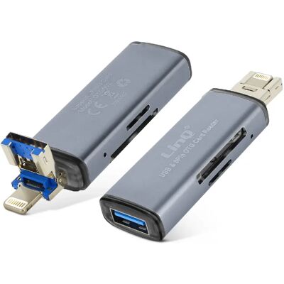 Lecteur de cartes Micro SD/SD LinQ - Gris - Mémoire, OTG, 480 Mbps - Publicité Lecteur de cartes Micro SD/SD LinQ - Gris - Mémoire, OTG, 480 Mbps - Publicité