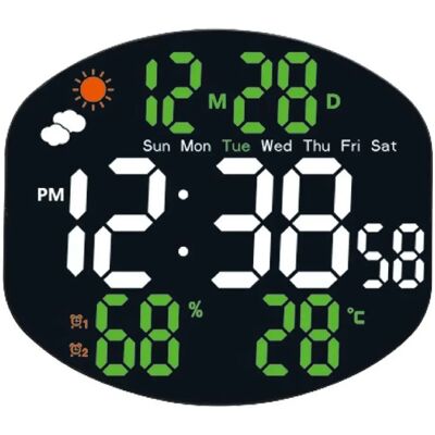 Horloge Murale Numérique Météo Avec Télécommande Température Humidité Alarme - Vert - Yonis - Publicité Horloge Murale Numérique Météo Avec Télécommande Température Humidité Alarme - Vert - Yonis - Publicité