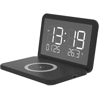 Yonis Chargeur Sans Fil 15W Calendrier Horloge Miroir Pliable Avec Réveil et Luminosité - Publicité Yonis Chargeur Sans Fil 15W Calendrier Horloge Miroir Pliable Avec Réveil et Luminosité - Publicité