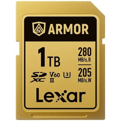 Lexar Carte SDXC Pro Gold Series ARMOR UHS-II 1To V60 IP68 Stainless Steel R280/W210 - Publicité Lexar Carte SDXC Pro Gold Series ARMOR UHS-II 1To V60 IP68 Stainless Steel R280/W210 - Publicité