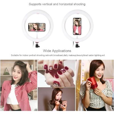 Anneau Lumineux LED 26 cm RGBW Dimmable avec Trépied et Pince Smartphone - Noir - Yonis - Publicité Anneau Lumineux LED 26 cm RGBW Dimmable avec Trépied et Pince Smartphone - Noir - Yonis - Publicité