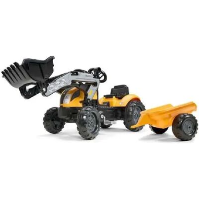 Falk 2055ML Tractopelle à pédales Jaune avec remorque - Publicité Falk 2055ML Tractopelle à pédales Jaune avec remorque - Publicité