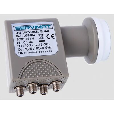 Lnb universel quad - UST404 - SERVIMAT - Publicité Lnb universel quad - UST404 - SERVIMAT - Publicité
