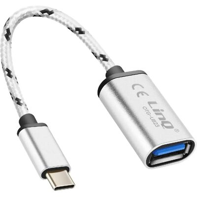 Câble adaptateur USB-C vers USB OTG LinQ - 15cm Argent - Publicité Câble adaptateur USB-C vers USB OTG LinQ - 15cm Argent - Publicité