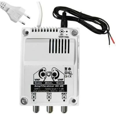 Elap Amplificateur d'antenne TV multi-alimentation à double sortie - 40 dB - Publicité Elap Amplificateur d'antenne TV multi-alimentation à double sortie - 40 dB - Publicité