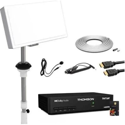 Kit Parabole Plate SELFSAT avec LNB Single 1 Sortie + Récepteur TNTSAT + Câble 20m - Publicité Kit Parabole Plate SELFSAT avec LNB Single 1 Sortie + Récepteur TNTSAT + Câble 20m - Publicité