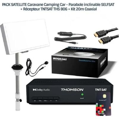 Pack Satellite SELFSAT CAMP 38 - Récepteur THS 806 - Kit Coaxial 20m - Publicité Pack Satellite SELFSAT CAMP 38 - Récepteur THS 806 - Kit Coaxial 20m - Publicité