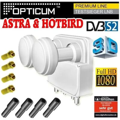 LNB Monoblock Twin OPTICUM 6° - 0,1 dB - 4 sorties Astra/Hotbird - Publicité LNB Monoblock Twin OPTICUM 6° - 0,1 dB - 4 sorties Astra/Hotbird - Publicité