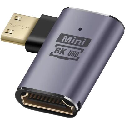 LinQ Adaptateur Vidéo 8K UHD HDMI Femelle vers Mini HDMI Mâle Coudé à Droite Gris - Publicité LinQ Adaptateur Vidéo 8K UHD HDMI Femelle vers Mini HDMI Mâle Coudé à Droite Gris - Publicité