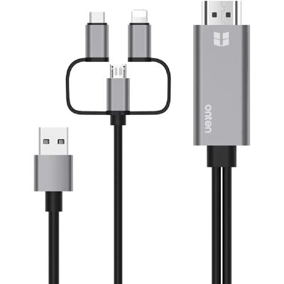 Yonis Câble HDMI 3-en-1 pour mobile - Gris - Publicité Yonis Câble HDMI 3-en-1 pour mobile - Gris - Publicité