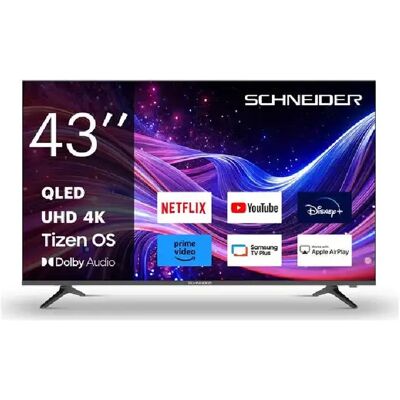 Schneider 43A1T - TV QLED UHD 4K 43 pouces - Tizen - Noir - Publicité Schneider 43A1T - TV QLED UHD 4K 43 pouces - Tizen - Noir - Publicité