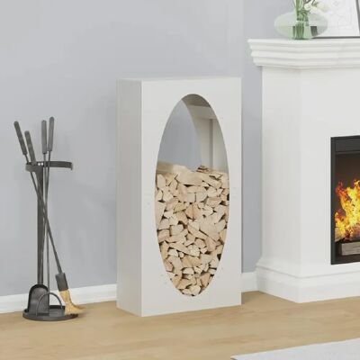 vidaXL Porte-bûches Blanc - 50x23x100 cm Acier laminé à froid - Publicité vidaXL Porte-bûches Blanc - 50x23x100 cm Acier laminé à froid - Publicité