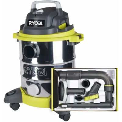 Aspirateur eau et poussière RYOBI 1250W - 20L - 6 accessoires auto - Publicité Aspirateur eau et poussière RYOBI 1250W - 20L - 6 accessoires auto - Publicité