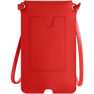 Sacoche bandoulière en faux cuir rouge avec porte-cartes - Publicité Sacoche bandoulière en faux cuir rouge avec porte-cartes - Publicité