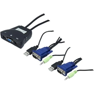 Dexlan KVM Switch VGA/USB/HP Cables intégrés 2 ports - Publicité Dexlan KVM Switch VGA/USB/HP Cables intégrés 2 ports - Publicité
