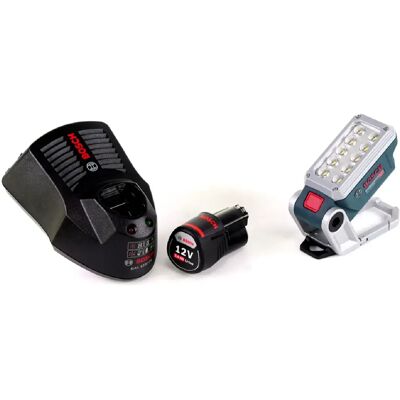 Lampe sans fil GLI 12V-330 DeciLED Bosch + 1 batterie 3,0 Ah + chargeur - Publicité Lampe sans fil GLI 12V-330 DeciLED Bosch + 1 batterie 3,0 Ah + chargeur - Publicité